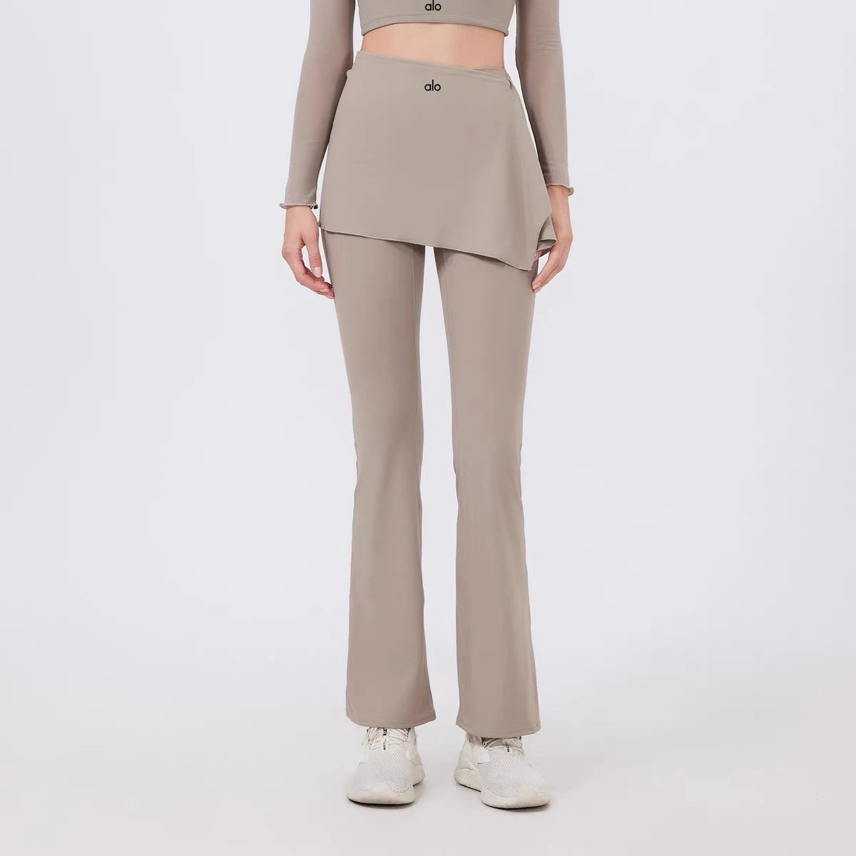 Alo Yoga Trousers High-waisted flared leggings with wrap skirt overlay image 6
