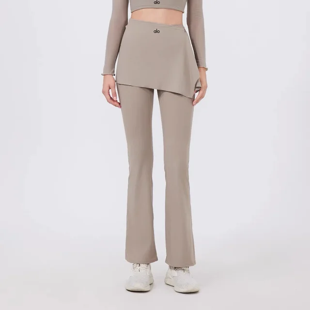 Alo Yoga Trousers High-waisted flared leggings with wrap skirt overlay product detail image 6