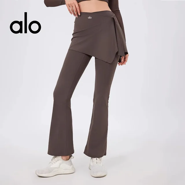 Alo Yoga Trousers High-waisted flared leggings with wrap skirt overlay product detail image 2