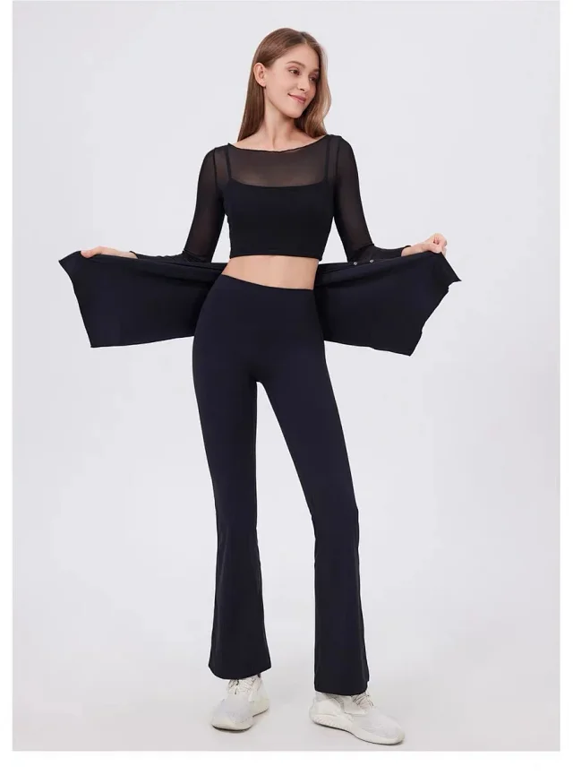 Alo Yoga Trousers High-waisted flared leggings with wrap skirt overlay product detail image 25