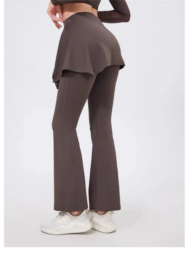 Alo Yoga Trousers High-waisted flared leggings with wrap skirt overlay product detail image 31