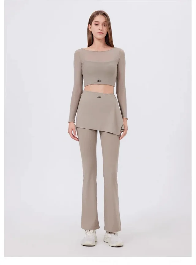 Alo Yoga Trousers High-waisted flared leggings with wrap skirt overlay product detail image 29