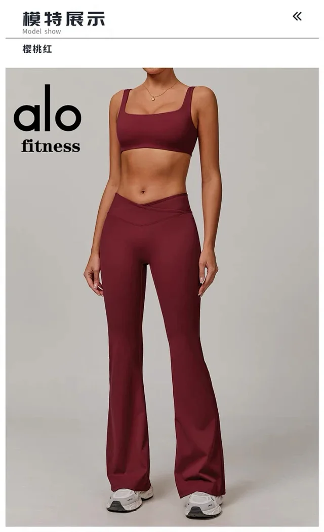 Alo Yoga Trousers Crossover-Waist Flared Leggings product detail image 46