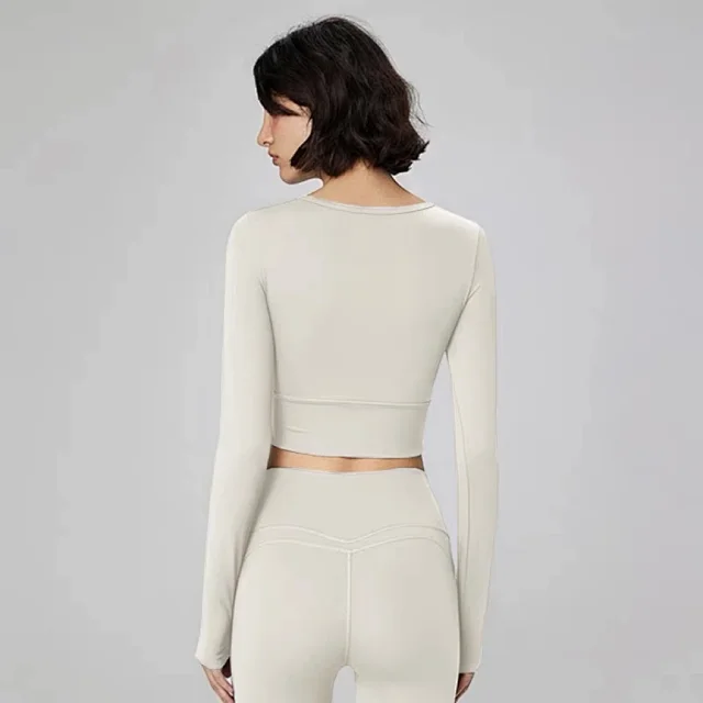 Alo Yoga Shirts Women's long-sleeve cropped athletic top with built-in bra product detail image 5