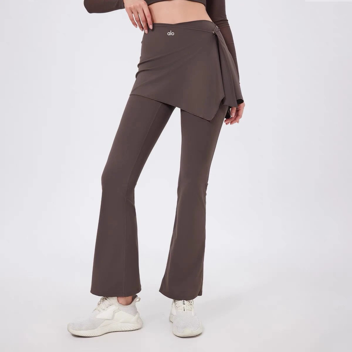 Alo Yoga Trousers High-waisted flared leggings with wrap skirt overlay image 9