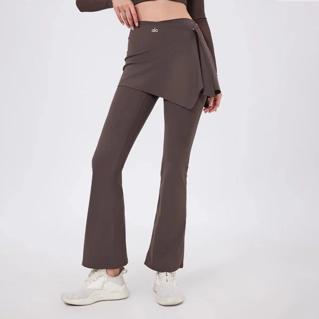Alo Yoga Trousers High-waisted flared leggings with wrap skirt overlay product detail image 9