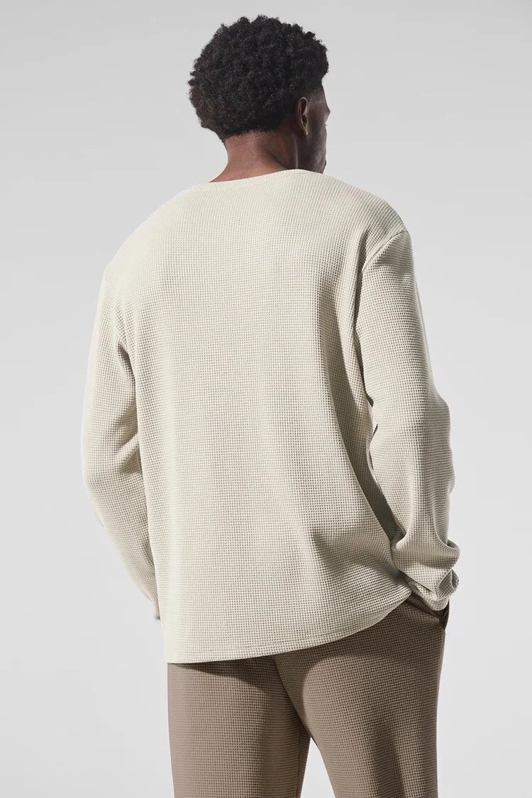 Alo Yoga Thermal Waffle Long Sleeve Base-Layer Gray - 4