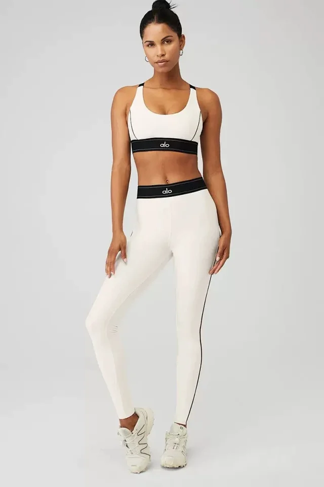 Alo Yoga Matching Sets Sports Bra and Leggings Set with Contrast Piping product detail image 6