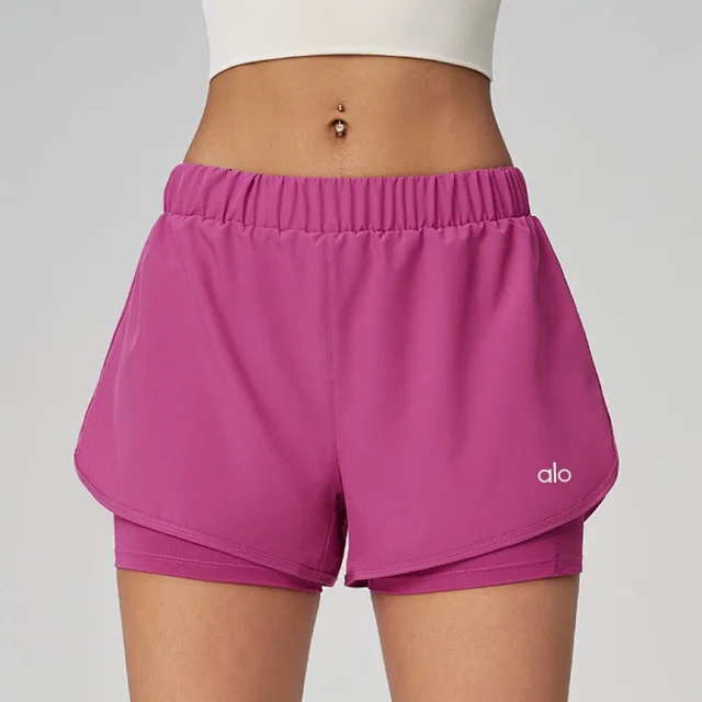 Alo Shorts Women's 2-in-1 running with inner liner product detail image 4