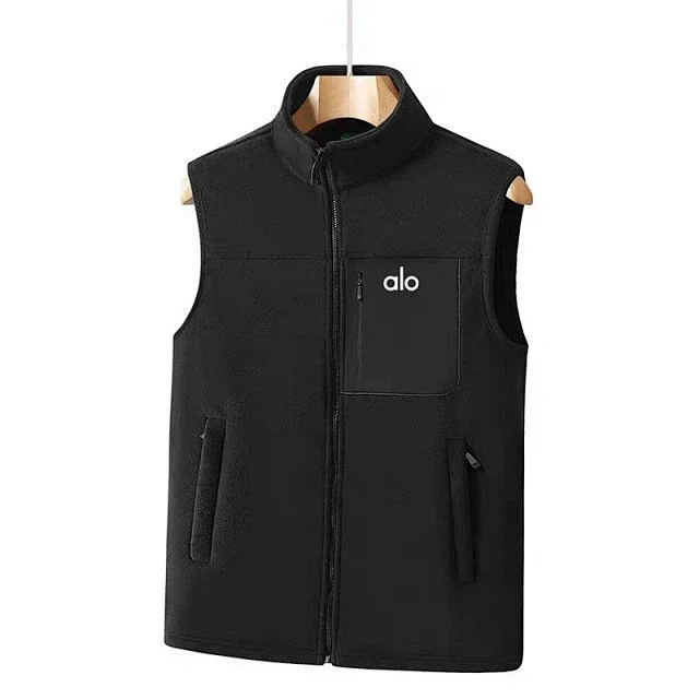Alo Vests Fleece zip-up stand-collar vest with chest zip pocket product detail image 2