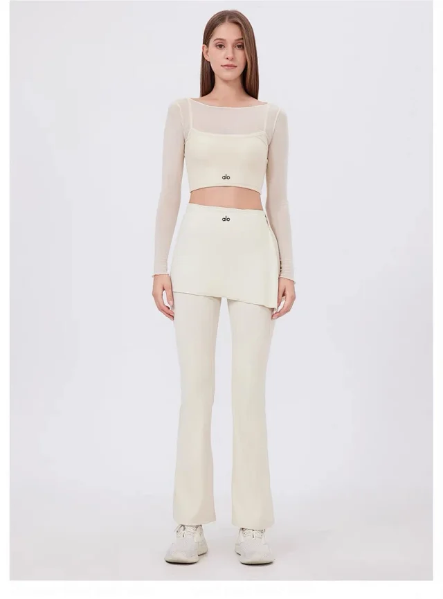 Alo Yoga Trousers High-waisted flared leggings with wrap skirt overlay product detail image 34