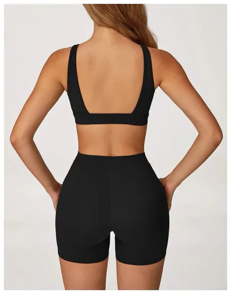 Alo V-Neck Sports Bra Beige Activewear - 27