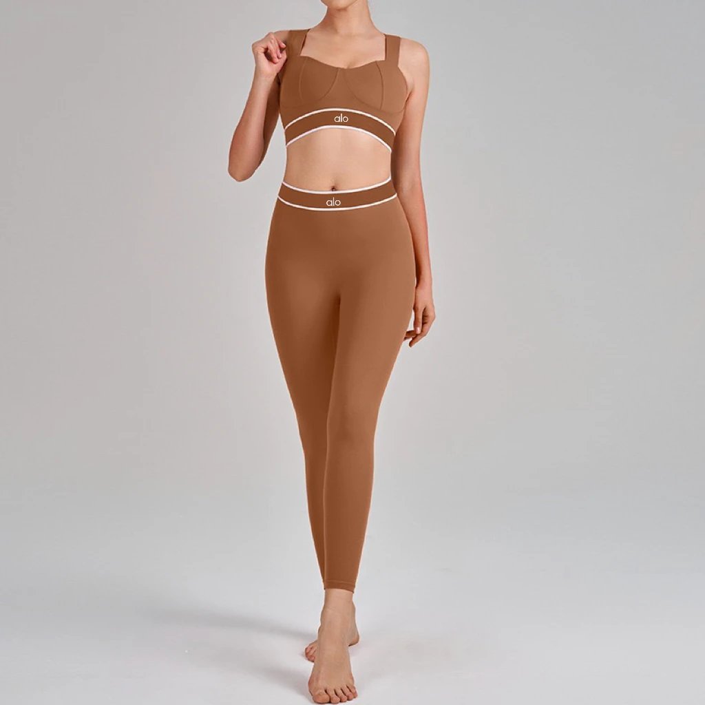 Alo Matching Sets Square-Neck Sports Bra and High-Waisted Leggings Set image 6