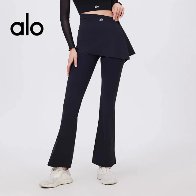 Alo Yoga Trousers High-waisted flared leggings with wrap skirt overlay product detail image 1