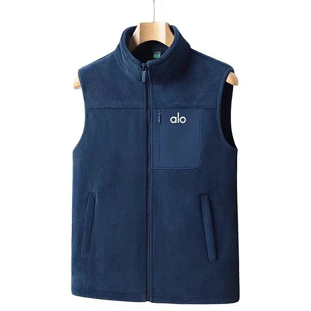 Alo Vests Fleece zip-up stand-collar vest with chest zip pocket product detail image 3