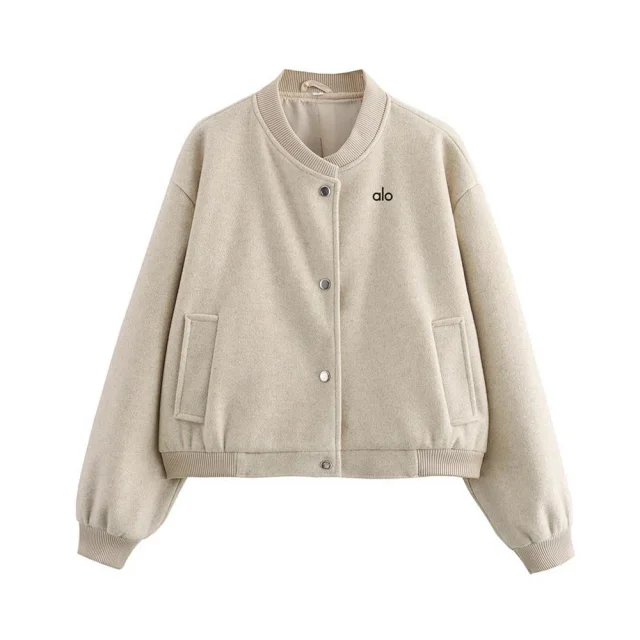 Alo Yoga Jackets Cropped snap-button bomber jacket product detail image 10
