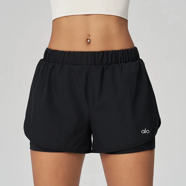 Alo Shorts Women's 2-in-1 running with inner liner product detail image 6