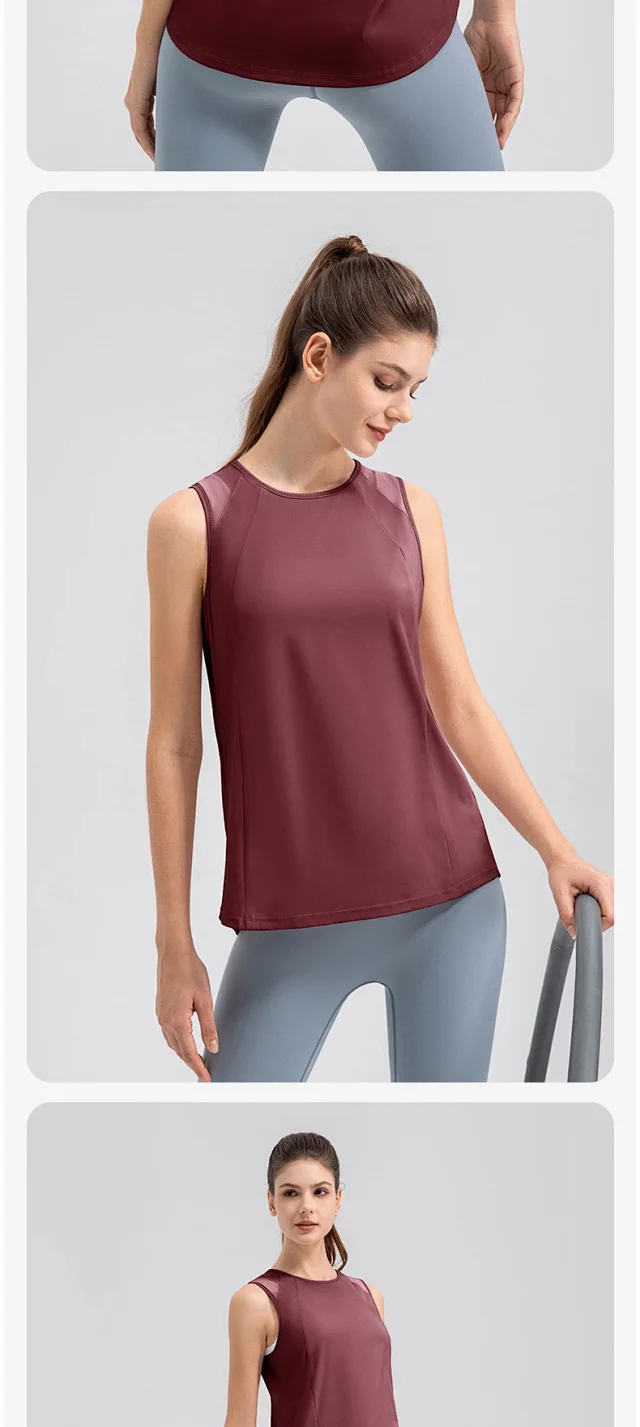 Alo Vests Sleeveless crew-neck athletic top with mesh shoulder panels product detail image 26