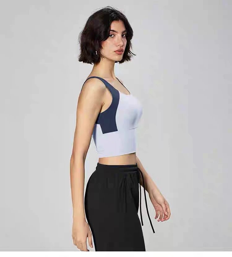 Alo Yoga Light Blue and Navy Sports Bra Activewear - 22