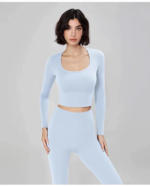 Alo Yoga Shirts Women's long-sleeve cropped athletic top with built-in bra product detail image 12