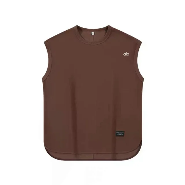 Alo Vests Sleeveless crewneck cotton vest with curved hem product detail image 1