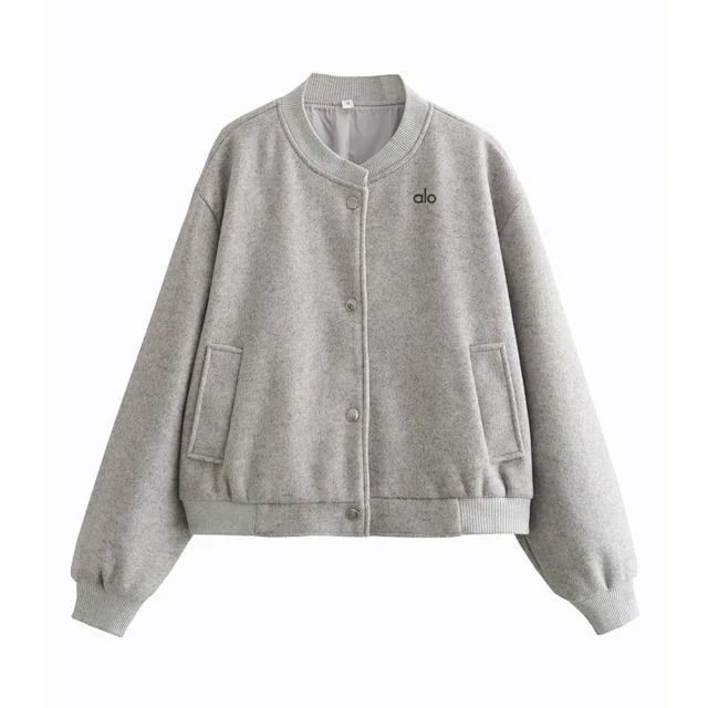 Alo Yoga Jackets Cropped snap-button bomber jacket product detail image 11