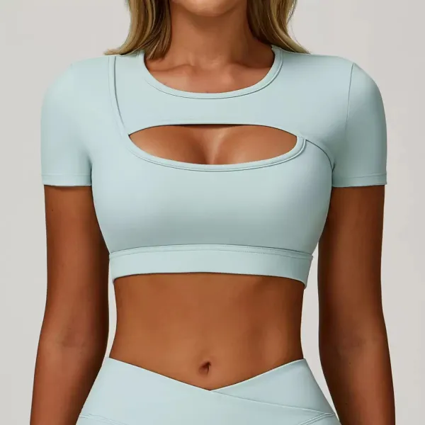 Design Cutout Crop Top Pink Activewear - 8