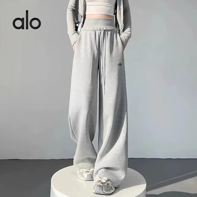 Alo Trousers High-waisted wide-leg drawstring sweatpants product detail image 3