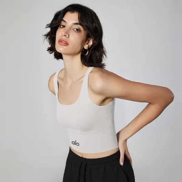 Alo Yoga Essential Crop Tank White Activewear Top - 1