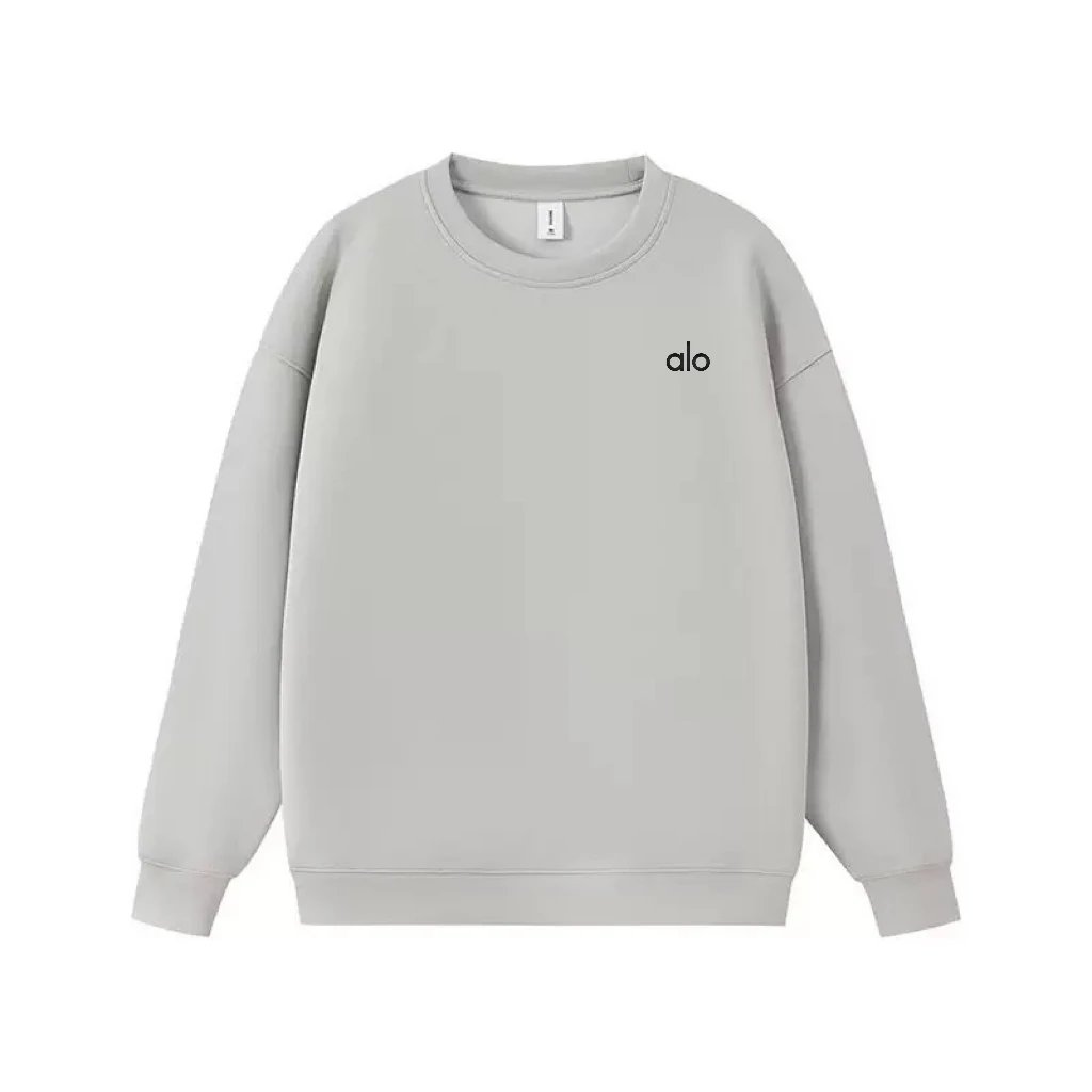 Alo Hoodies & Sweatshirts Logo Crewneck Sweatshirt — Light gray