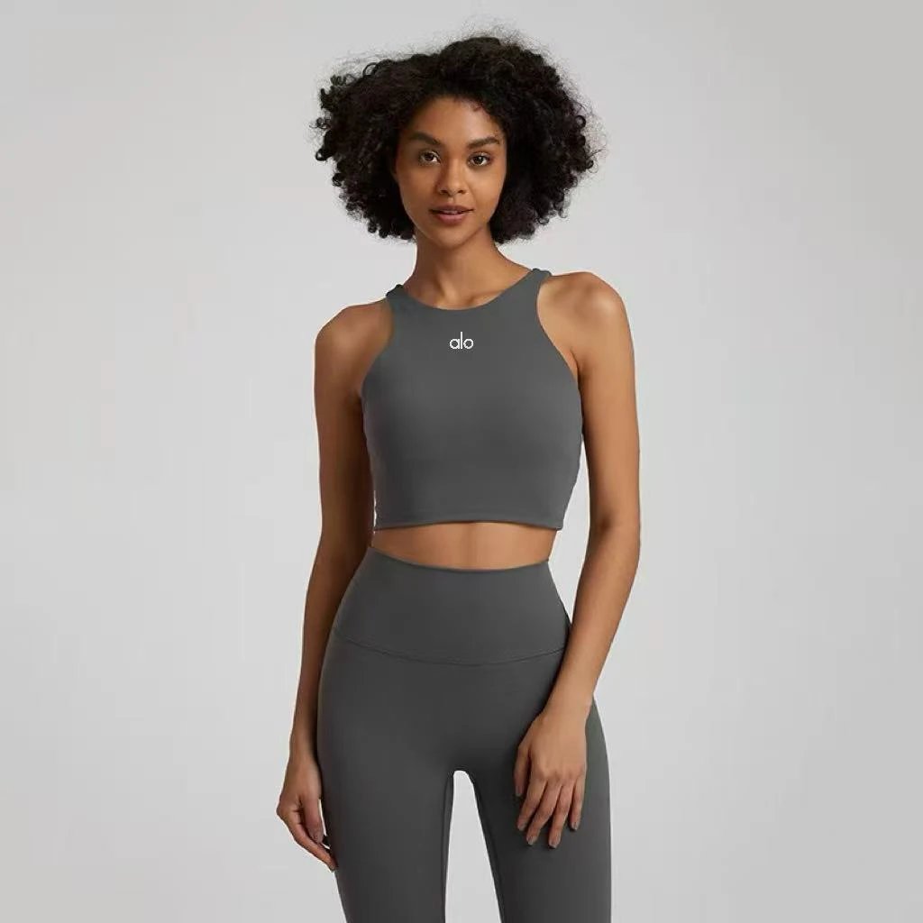 Alo Yoga Halter Crop Top Navy Vest Top - 5