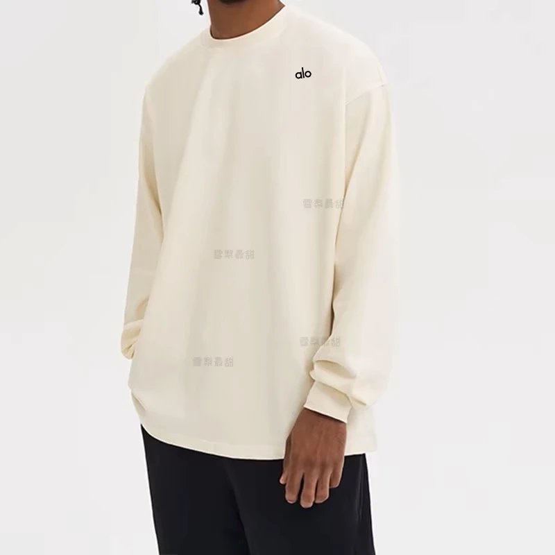 Alo T-Shirts Oversized crewneck long-sleeve T-shirt — Apricot color