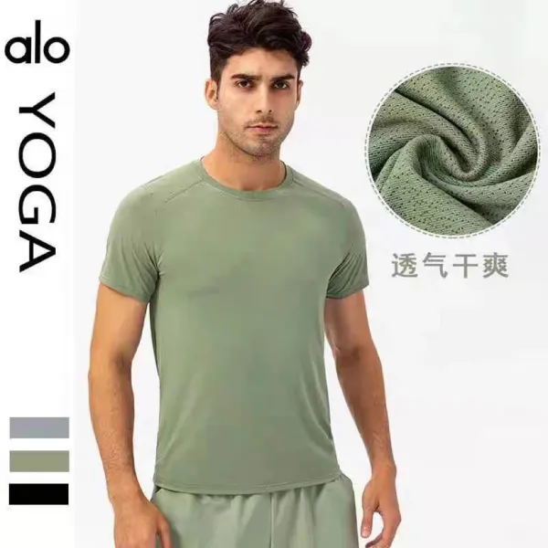 Alo Yoga Performance T-Shirt Sage Green Activewear Top - 5