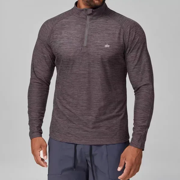 Alo Performance Half-Zip Base Layer Charcoal Heather Long-Sleeve Top - 6