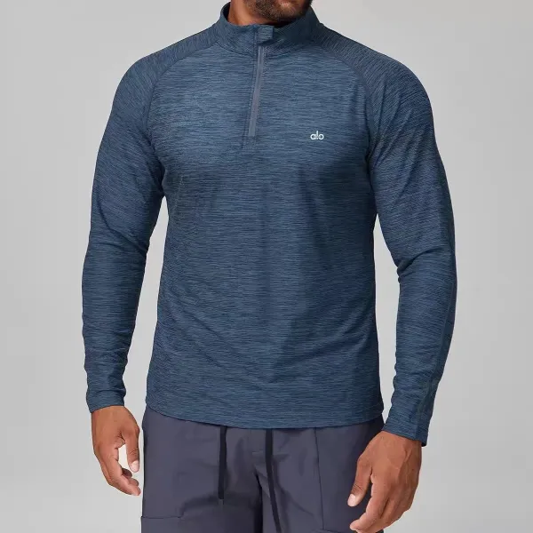 Alo Performance Half-Zip Base Layer Charcoal Heather Long-Sleeve Top - 5