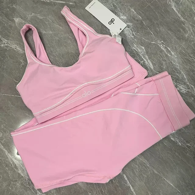 Alo Yoga Matching Sets Sports Bra and High-Waisted Leggings Set with Contrast Piping product detail image 10