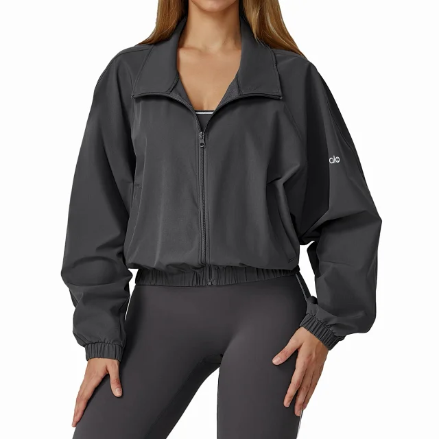Alo Yoga Jackets Cropped Zip-Up Jacket with Stand Collar product detail image 4