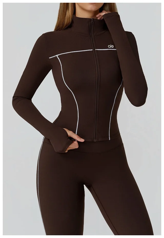 Alo Jackets Full-Zip Contrast-Piping Jacket with Thumbholes product detail image 32