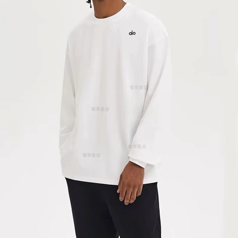 Alo T-Shirts Oversized crewneck long-sleeve T-shirt — white
