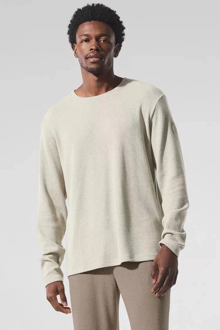 Alo Yoga Thermal Waffle Long Sleeve Base-Layer Gray - 5
