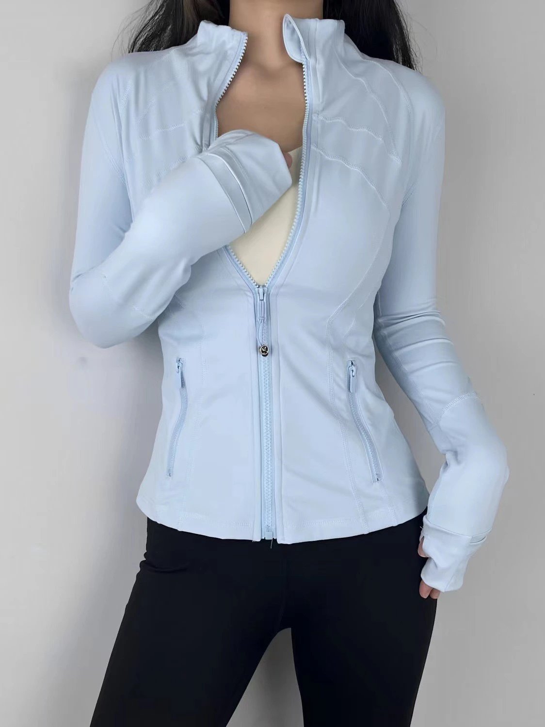 Unbranded Jackets Slim-Fit Stand-Collar Zip-Front Jacket with Thumbholes image 4