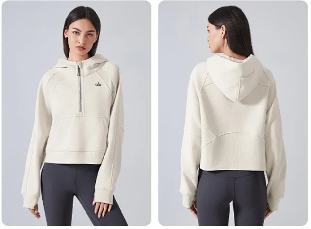 Alo Yoga Hoodies & Sweatshirts Quarter-Zip Pullover Hoodie with Kangaroo Pocket product detail image 23