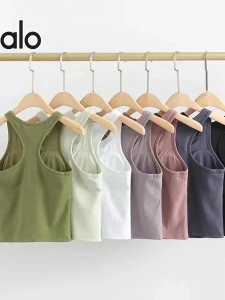 Alo Ribbed Crop Tank Top Mint Green Vest Top - 5