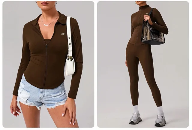 Alo Yoga Jackets Fitted full-zip stand-collar jacket product detail image 26
