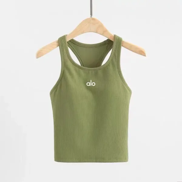 Alo Ribbed Crop Tank Top Mint Green Vest Top - 18