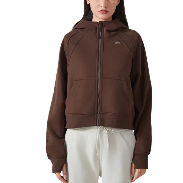 Alo Yoga Hooded Zip-Up Sweatshirt Sage Green Hoodie - 6