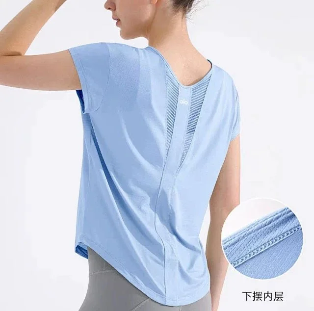 Alo Yoga T-Shirts Women's short-sleeve mesh-back athletic T-shirt product detail image 10