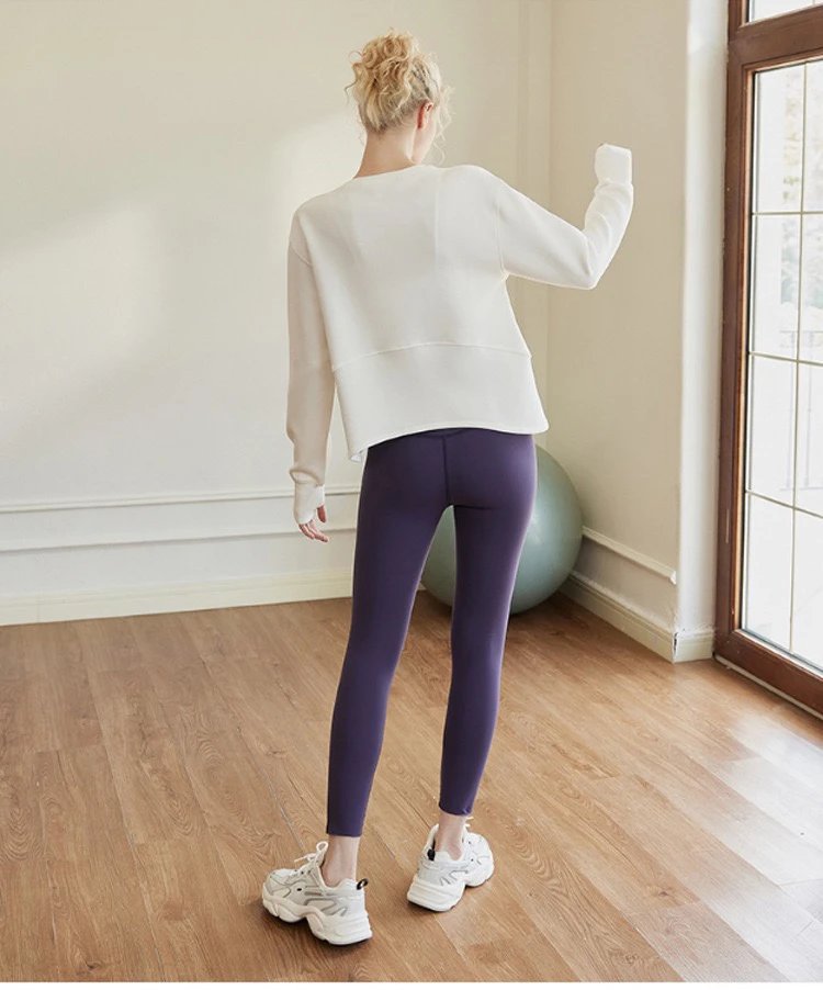 Alo Yoga Cropped Long Sleeve Top Brown Activewear - 22