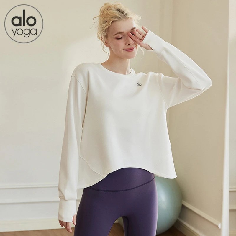 Alo Yoga Flow Long Sleeve Cropped Top White