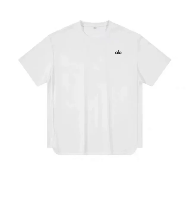 Alo T-Shirts Oversized drop-shoulder curved-hem short-sleeve T-shirt product detail image 8